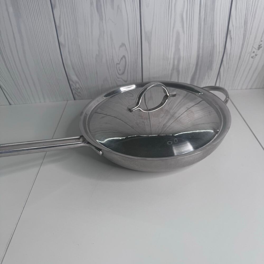 Revere Pro Line 10" Saute Skillet Fry Pan 6710 Stainless Steel Copper Core & Lid